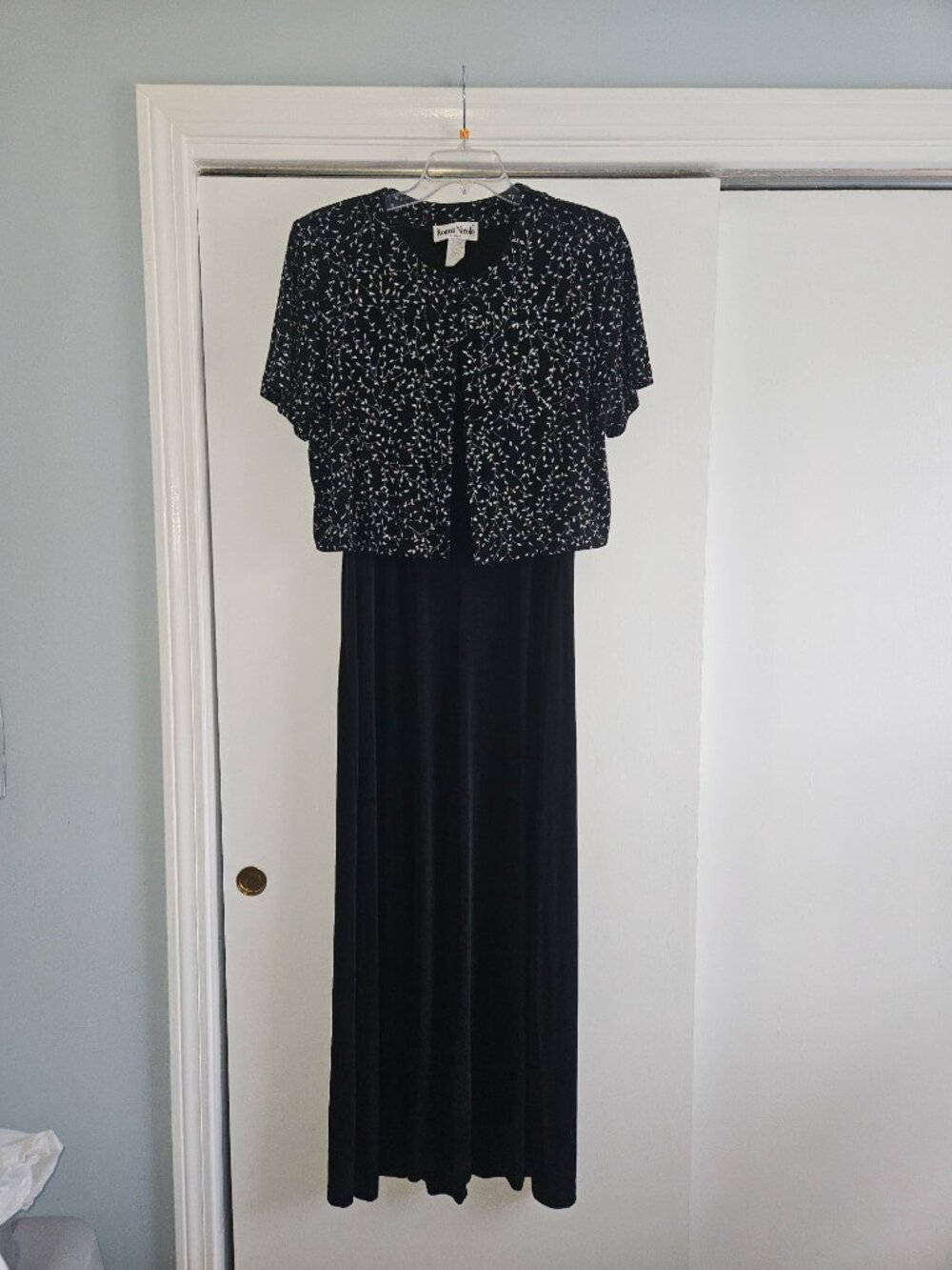 Ronni Nicole Black & White 2 Piece Pop-Over Easy Care Knit 16 Maxi Dress - Picture 3 of 12